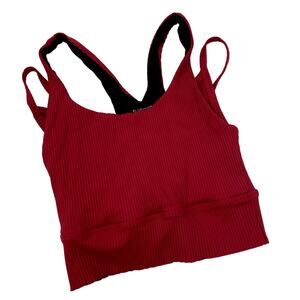 Barry's x Year of Ours Red Ribbed Layered Sports bra